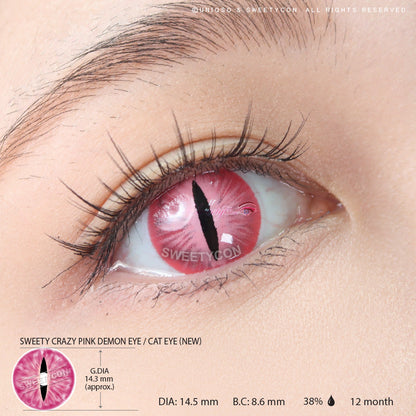 Sweety Crazy Pink Demon Eye / Cat Eye (New) (1 lens/pack)-Crazy Contacts-SweetyCon