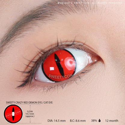 Sweety Crazy Red Demon Eye / Cat Eye (1 lens/pack)-Crazy Contacts-SweetyCon