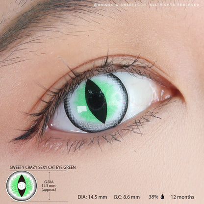 Sweety Crazy Sexy Cat Eye Green (1 lens/pack)-Crazy Contacts-SweetyCon