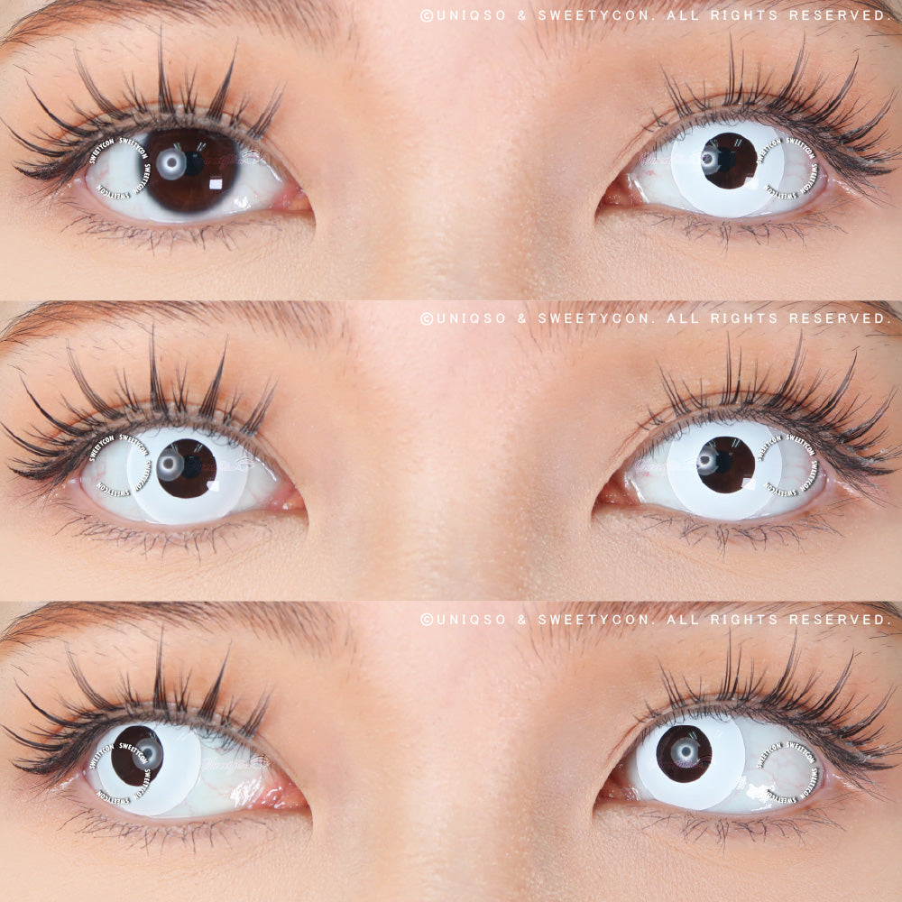 Sweety Crazy Solid White/Whiteout - 1 Day Disposable (1 lens/pack)-Crazy Contacts-SweetyCon
