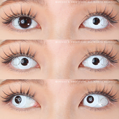 Sweety Crazy Solid White/Whiteout - With Prescription (1 lens/pack)-Crazy Contacts-SweetyCon