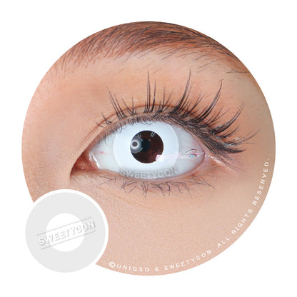 Sweety Crazy Solid White/Whiteout - With Prescription (1 lens/pack)-Crazy Contacts-SweetyCon