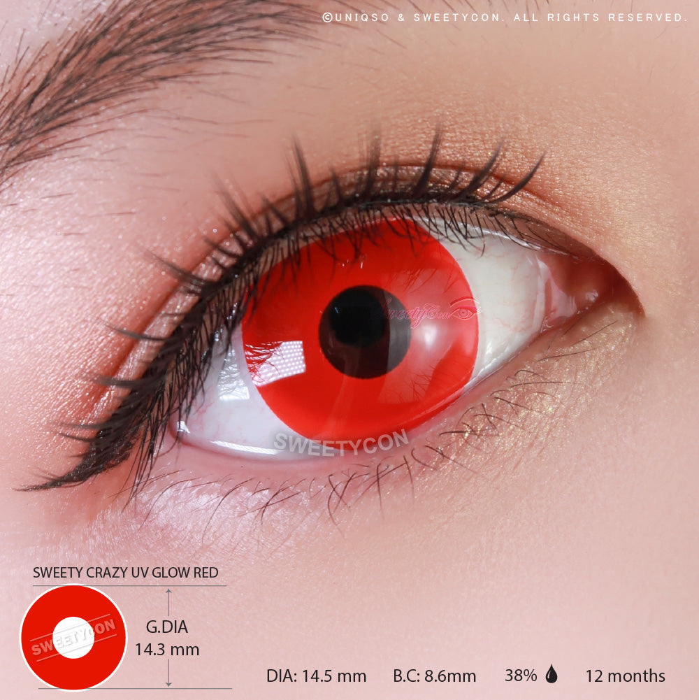 Sweety Crazy UV Glow Red (1 lens/pack)-UV Contacts-SweetyCon