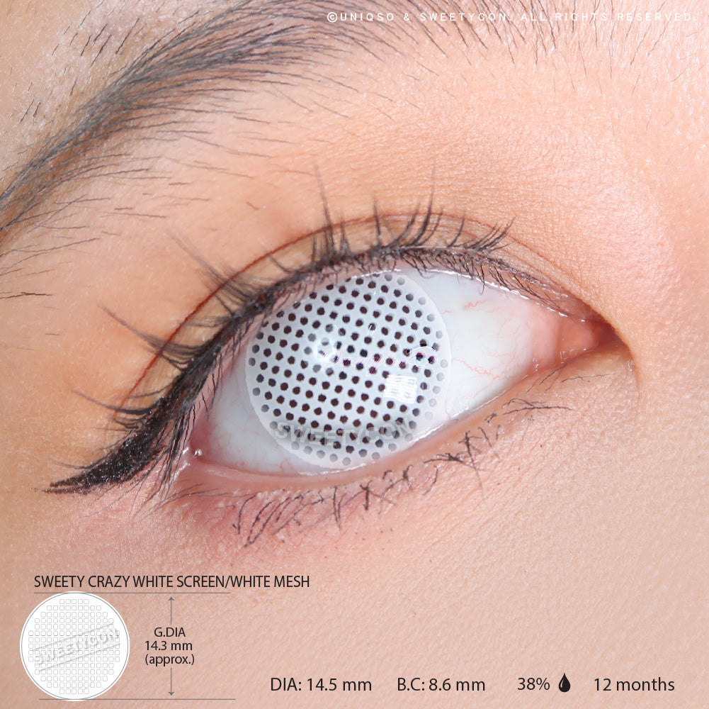 Sweety Crazy White Screen/White Mesh (1 lens/pack)-Crazy Contacts-SweetyCon