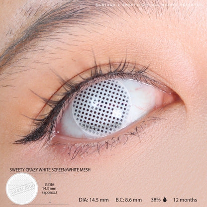 Sweety Crazy White Screen/White Mesh (1 lens/pack)-Crazy Contacts-SweetyCon