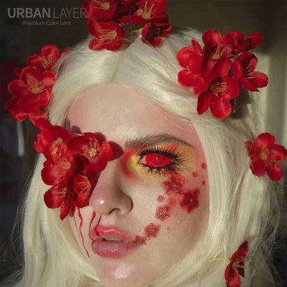 Sweety Crimson Red Mesh Sclera Contacts (1 lens/pack)-Sclera Contacts-SweetyCon