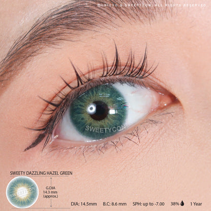 Sweety Dazzling Hazel Green (1 lens/pack)-Colored Contacts-SweetyCon