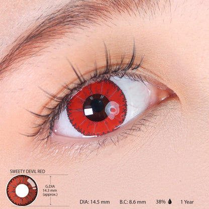 Sweety Devil Red (1 lens/pack)-Colored Contacts-SweetyCon