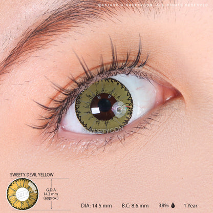 Sweety Devil Yellow (1 lens/pack)-Colored Contacts-SweetyCon