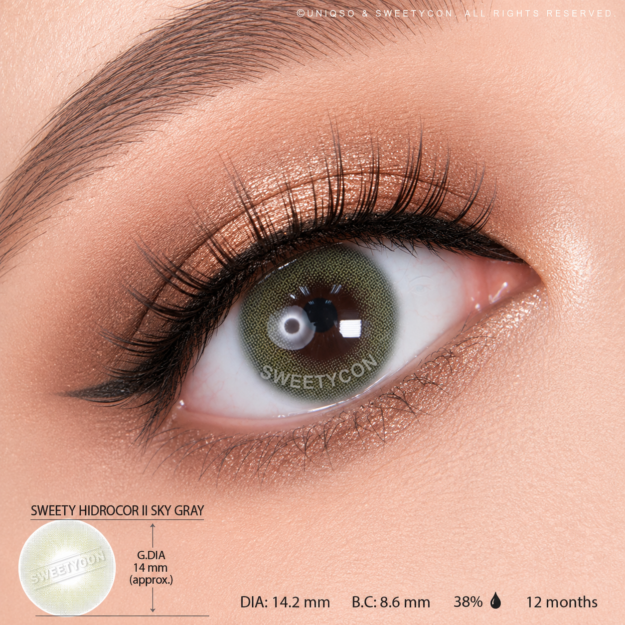 Sweety Hidrocor II Sky Grey (1 lens/pack)-Colored Contacts-SweetyCon