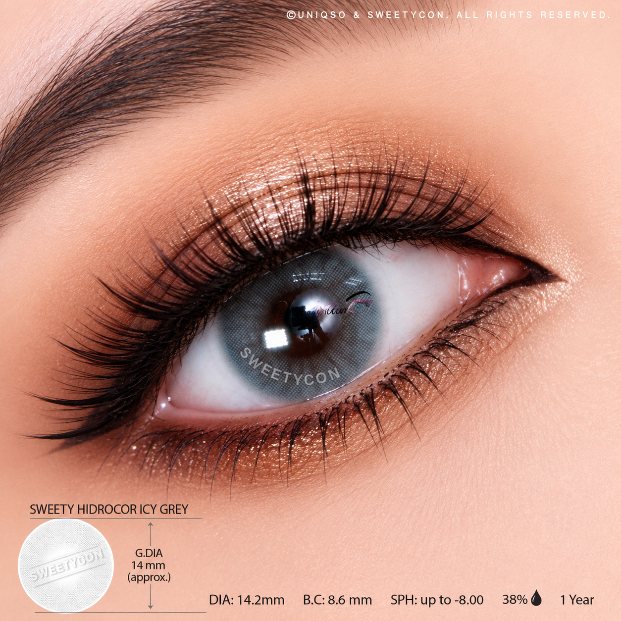 Sweety Hidrocor Icy Grey (1 lens/pack)-Colored Contacts-SweetyCon