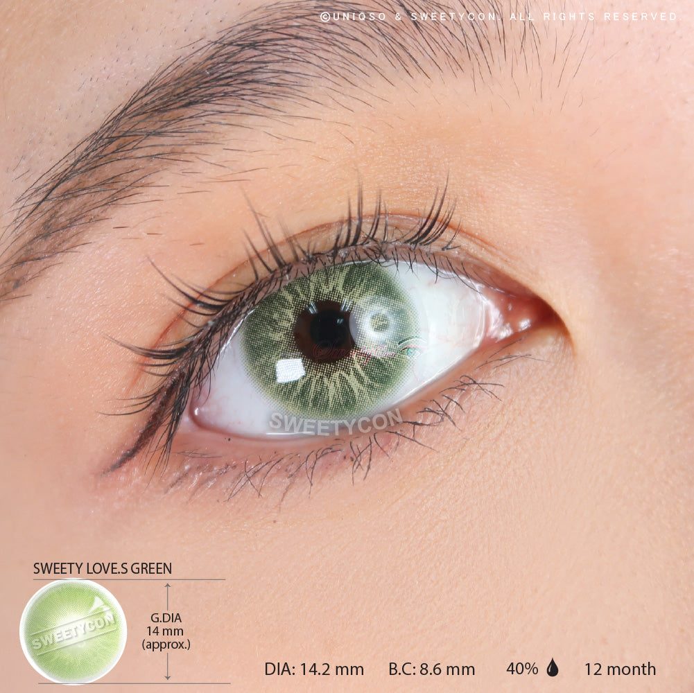 Sweety Love.S Green (1 lens/pack)-Colored Contacts-SweetyCon