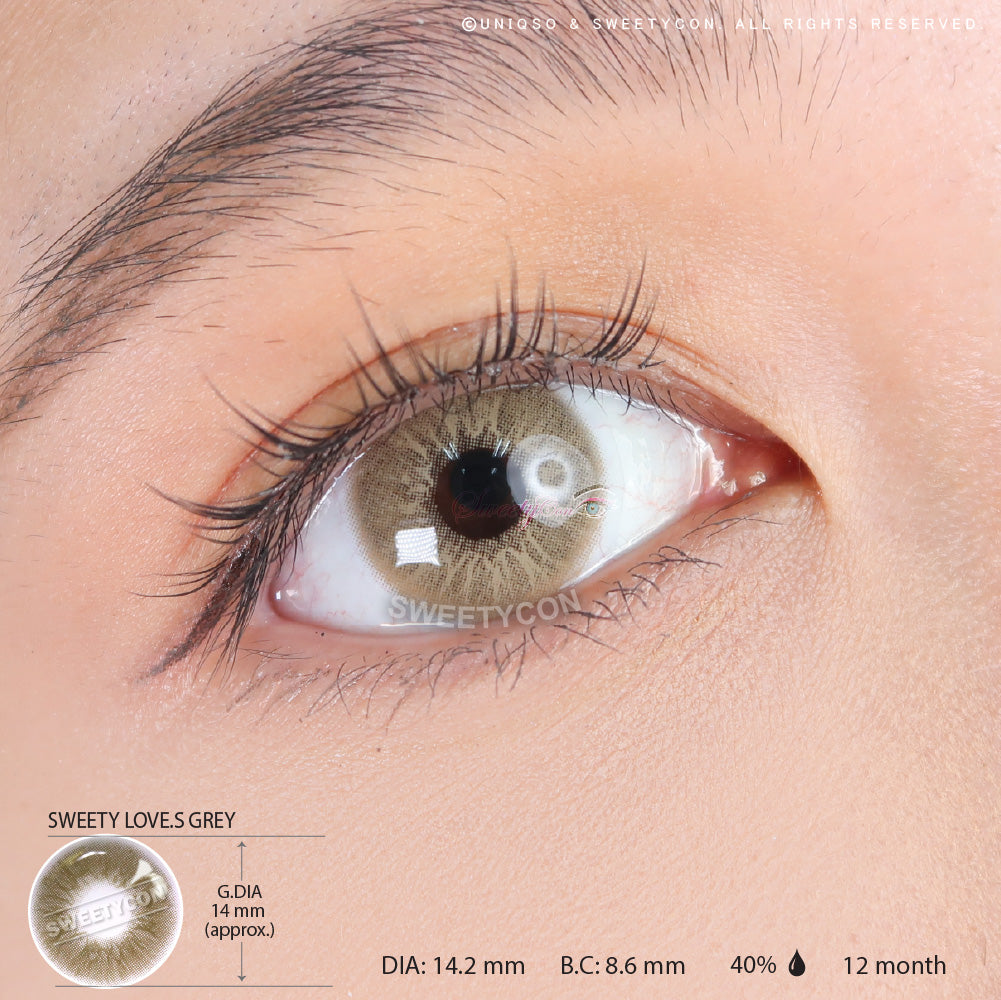 Sweety Love.S Grey (1 lens/pack)-Colored Contacts-SweetyCon