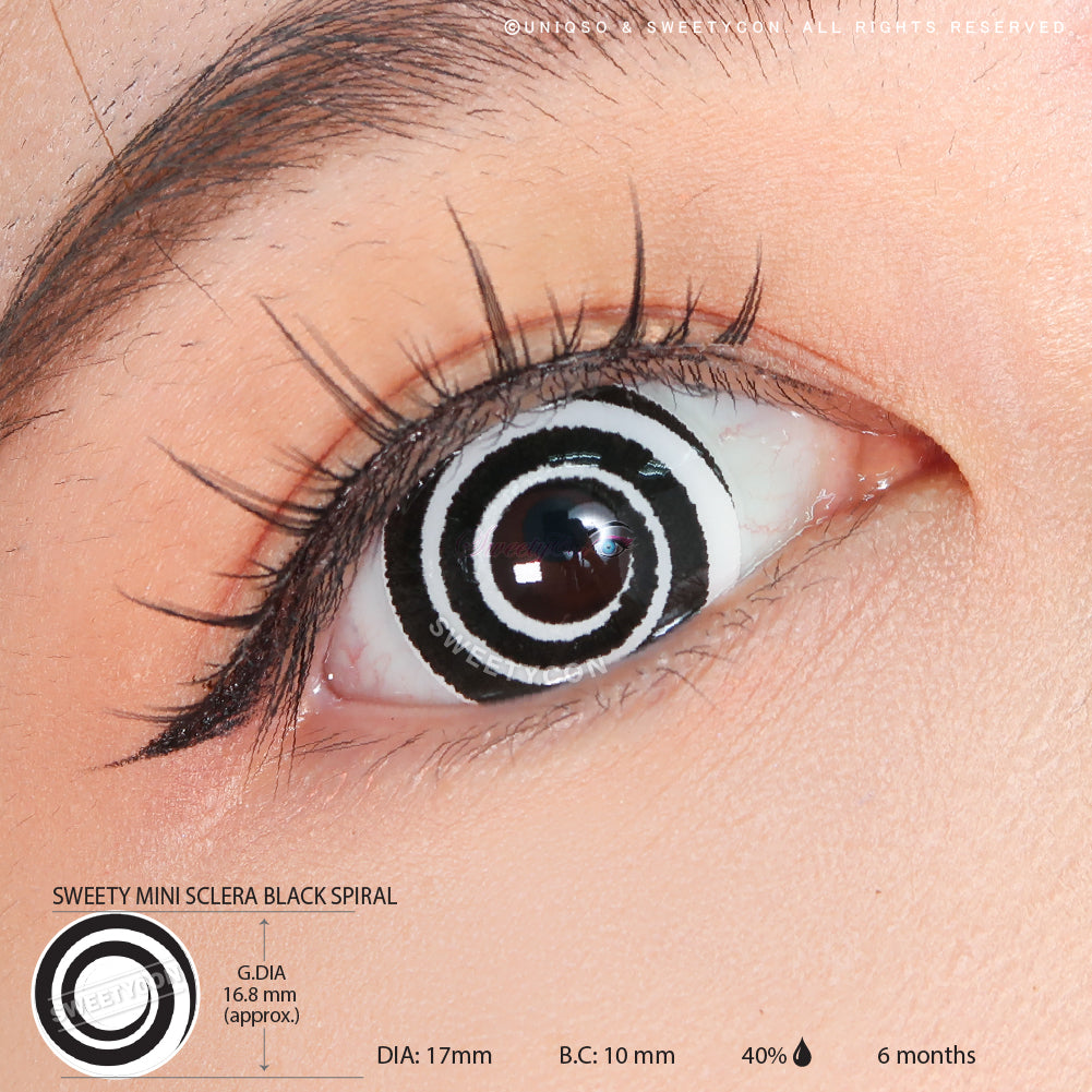 Sweety Mini Sclera Black Spiral (1 lens/pack)-Mini Sclera Contacts-SweetyCon