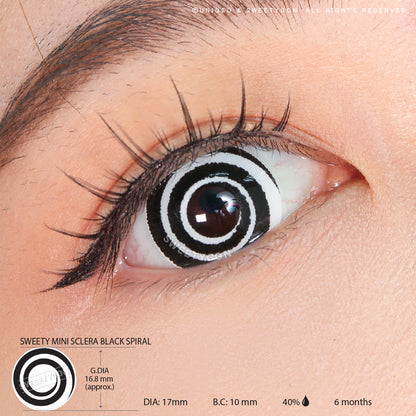 Sweety Mini Sclera Black Spiral (1 lens/pack)-Mini Sclera Contacts-SweetyCon