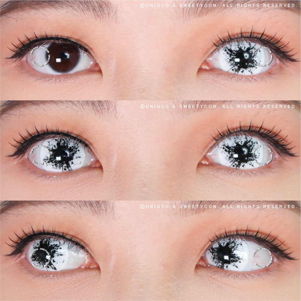 Sweety Mini Sclera Black Splash (1 lens/pack)-Mini Sclera Contacts-SweetyCon