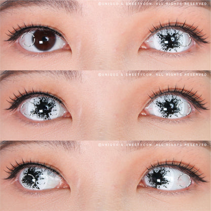 Sweety Mini Sclera Black Splash (1 lens/pack)-Mini Sclera Contacts-SweetyCon