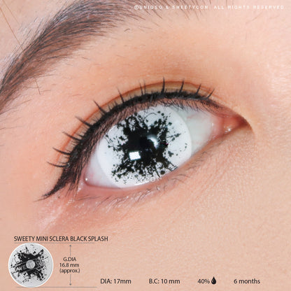 Sweety Mini Sclera Black Splash (1 lens/pack)-Mini Sclera Contacts-SweetyCon