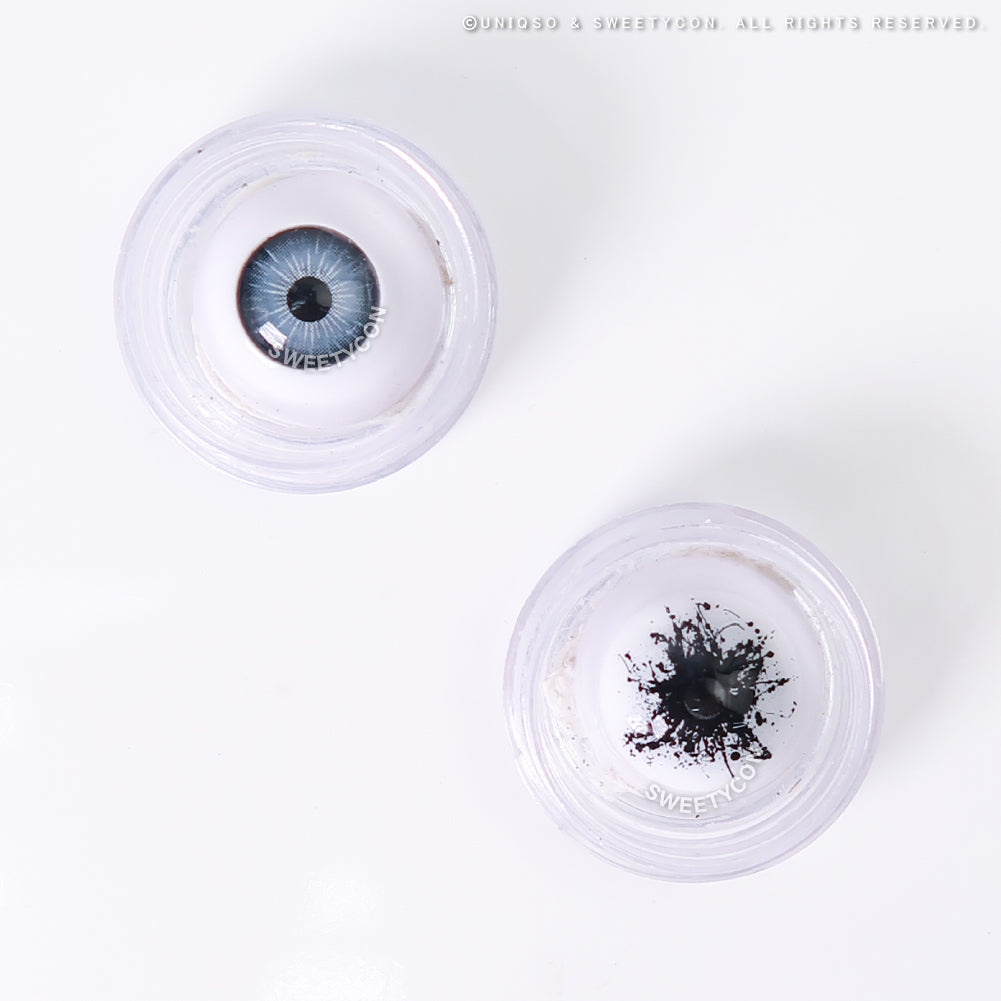 Sweety Mini Sclera Black Splash (1 lens/pack)-Mini Sclera Contacts-SweetyCon