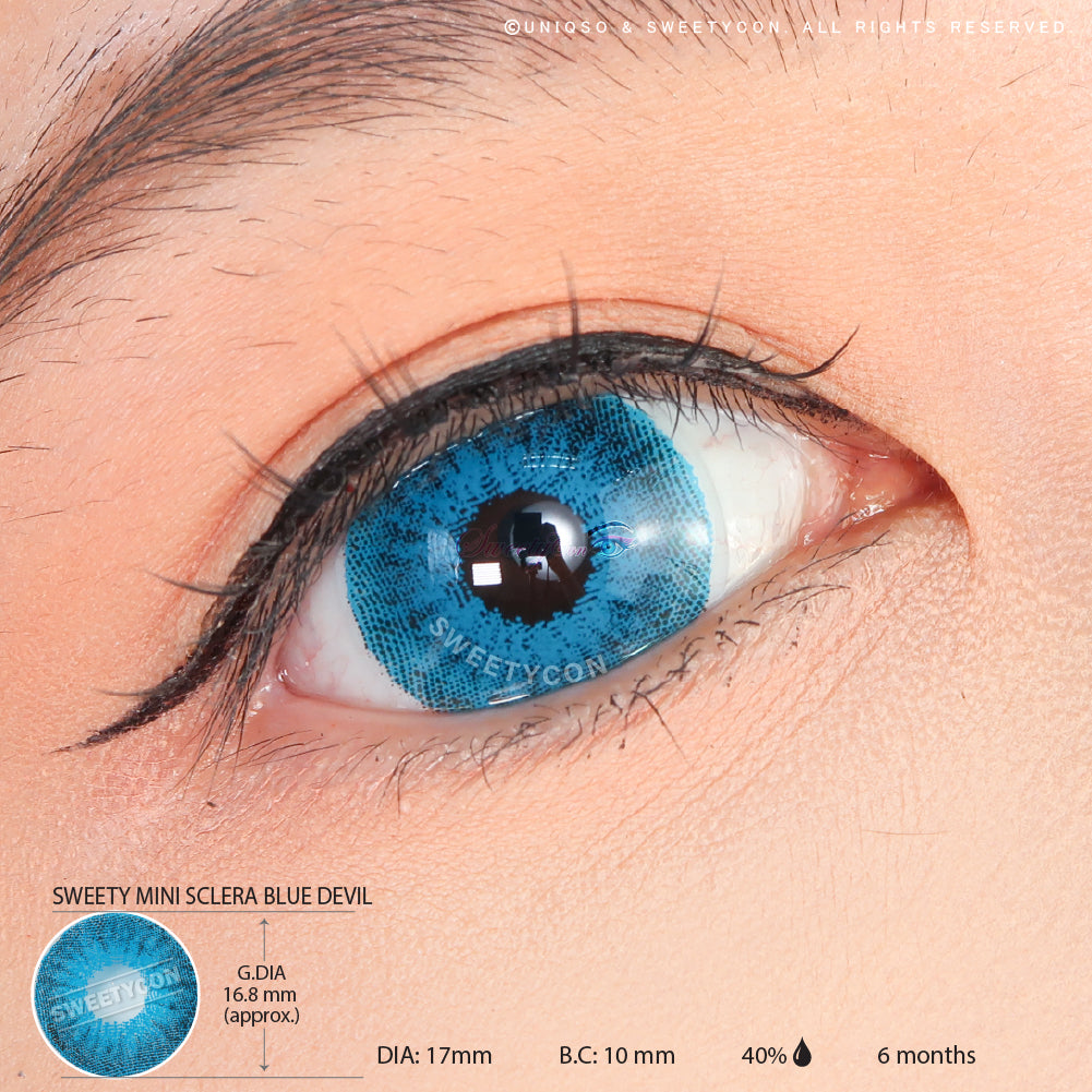 Sweety Mini Sclera Blue Devil (1 lens/pack)-Mini Sclera Contacts-SweetyCon