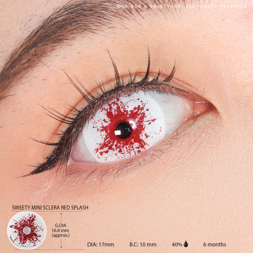 Sweety Mini Sclera Red Splash (1 lens/pack)-Mini Sclera Contacts-SweetyCon
