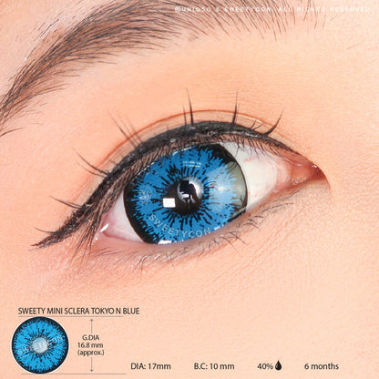 Sweety Mini Sclera Tokyo N Blue (1 lens/pack)-Mini Sclera Contacts-SweetyCon