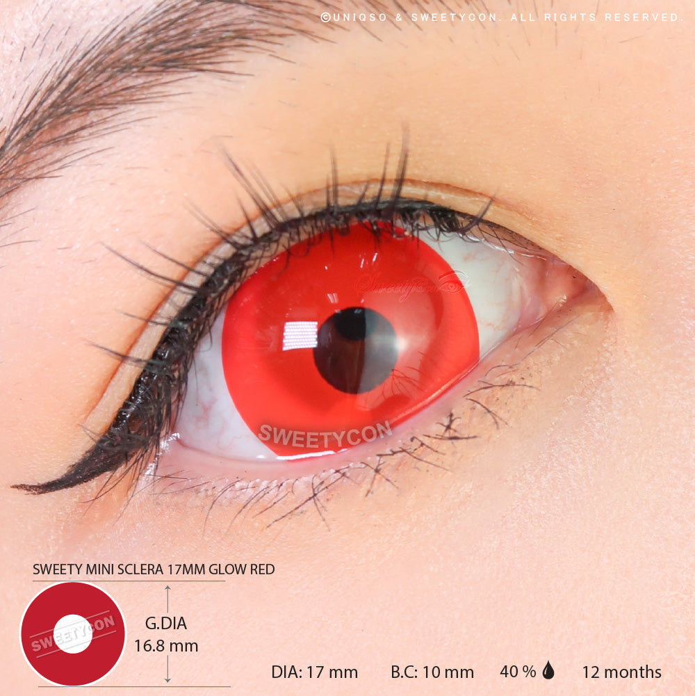 Sweety Mini Sclera UV Glow Red (1 lens/pack)-Mini Sclera Contacts-SweetyCon
