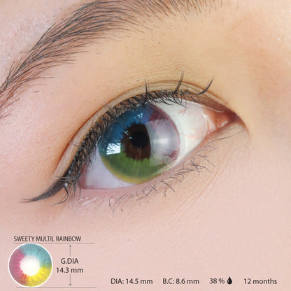Sweety Multil Rainbow (1 lens/pack)-Colored Contacts-SweetyCon