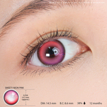 Sweety Neon Pink (1 lens/pack)-Colored Contacts-SweetyCon