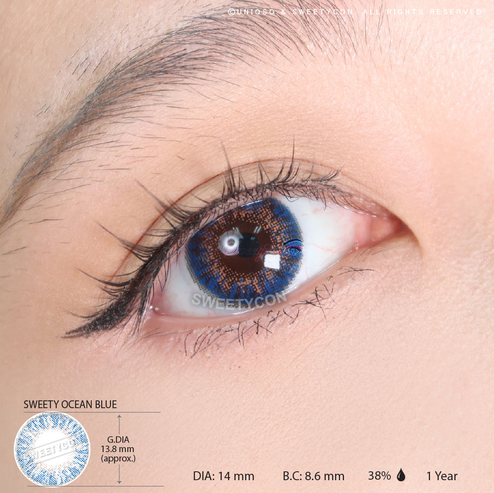 Sweety Ocean Blue Hazel (1 lens/pack)-Colored Contacts-SweetyCon
