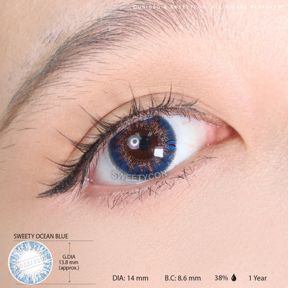 Sweety Ocean Blue Hazel (1 lens/pack)-Colored Contacts-SweetyCon