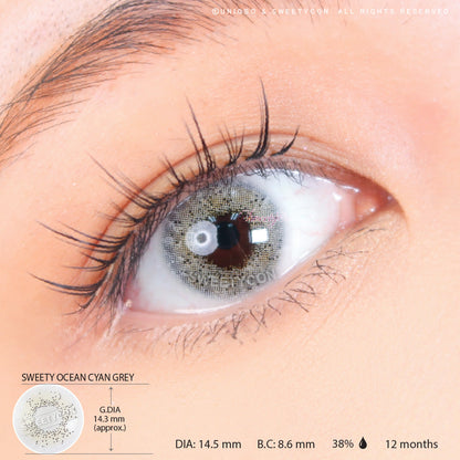 Sweety Ocean Cyan Grey (1 lens/pack)-Colored Contacts-SweetyCon