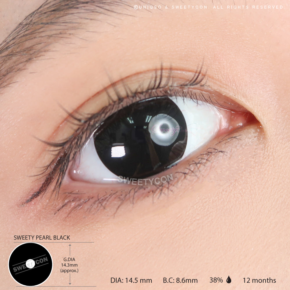 Sweety Pearl Black (Reduced Pupil) (1 lens/pack)-Colored Contacts-SweetyCon