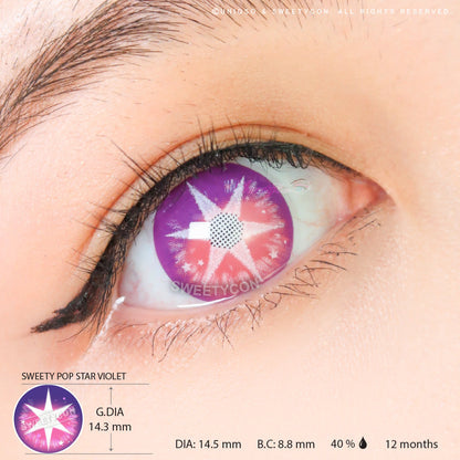 Sweety Pop Star Violet (1 lens/pack)-Colored Contacts-SweetyCon