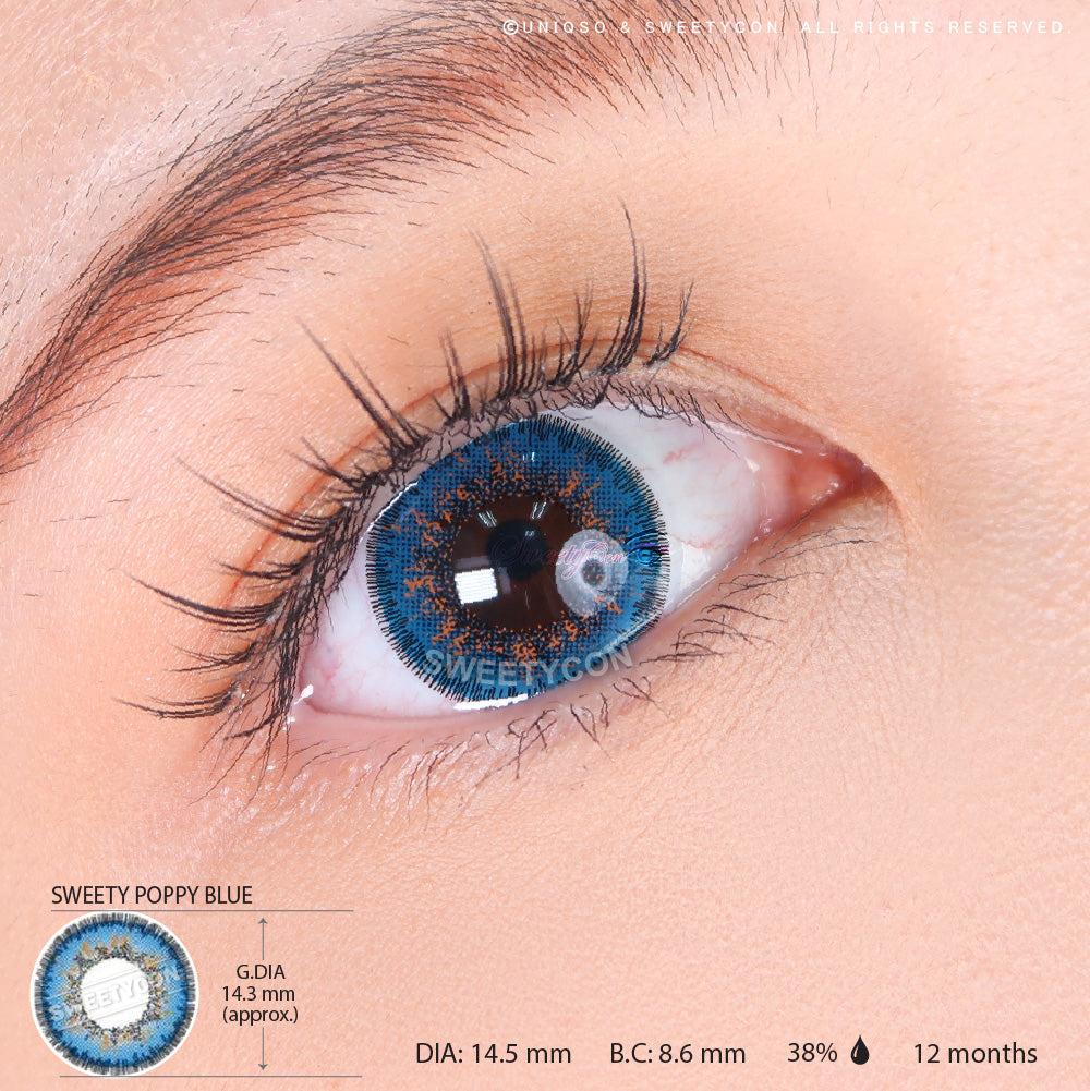 Sweety Poppy Blue (1 lens/pack)-Colored Contacts-SweetyCon