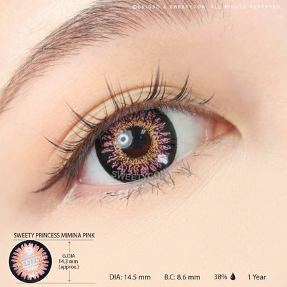 Sweety Princess Mimina Pink (1 lens/pack)-Colored Contacts-SweetyCon