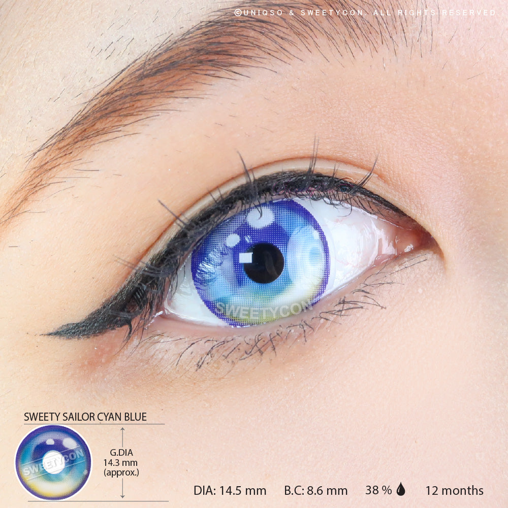 Sweety Sailor Cyan Blue (1 lens/pack)-Colored Contacts-SweetyCon