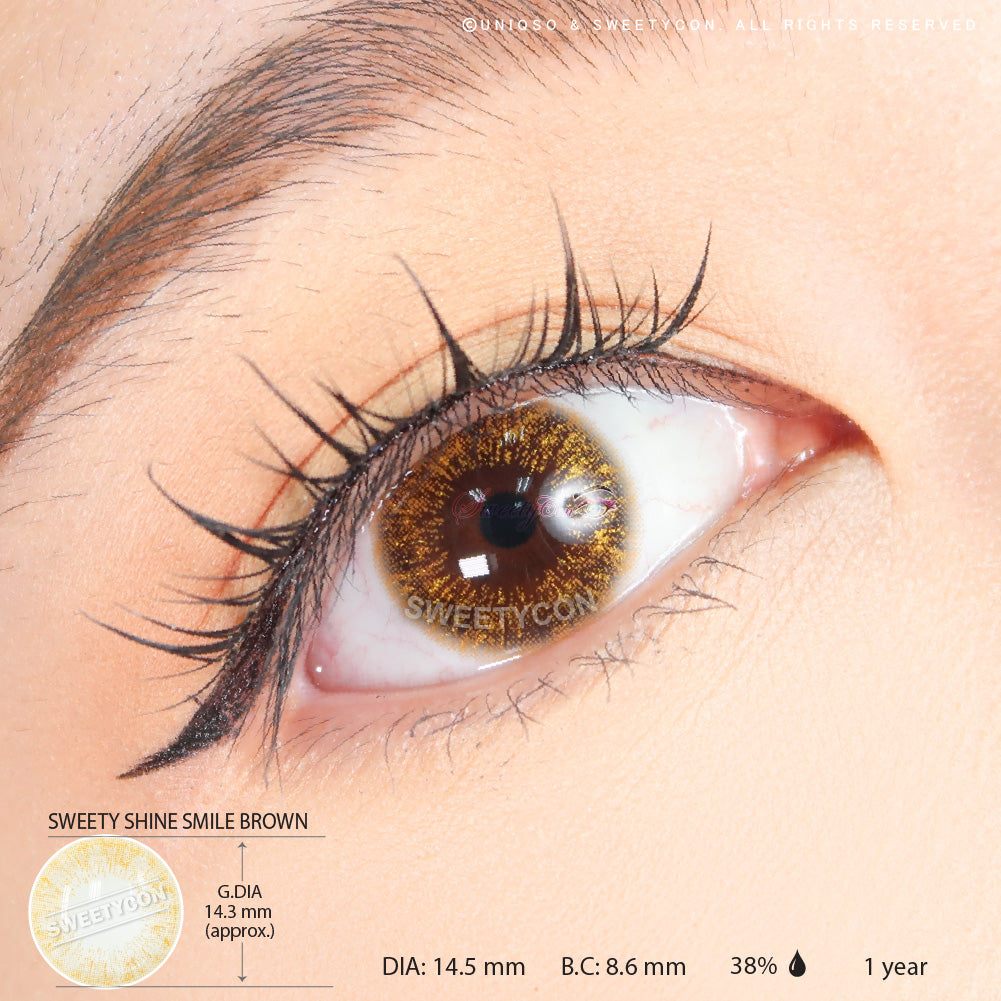 Sweety Shine Smile Brown (1 lens/pack)-Colored Contacts-SweetyCon