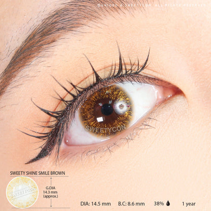 Sweety Shine Smile Brown (1 lens/pack)-Colored Contacts-SweetyCon