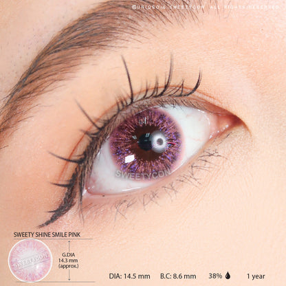Sweety Shine Smile Pink (1 lens/pack)-Colored Contacts-SweetyCon