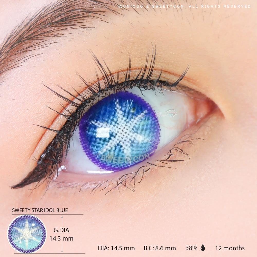 Sweety Star Idol Blue (1 lens/pack)-Colored Contacts-SweetyCon
