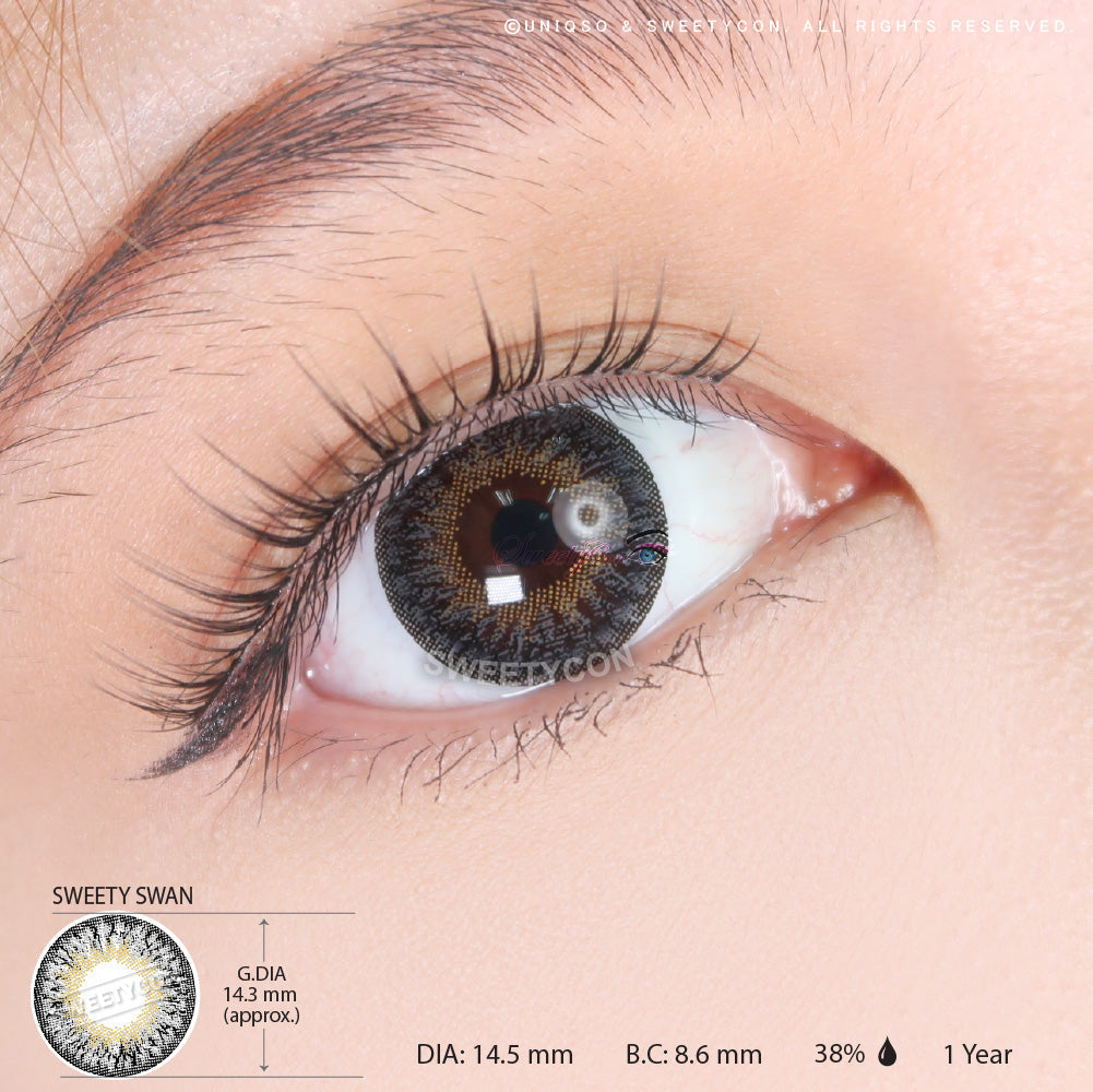 Sweety Swan Black (1 lens/pack)-Colored Contacts-SweetyCon