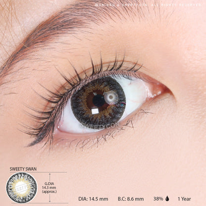 Sweety Swan Black (1 lens/pack)-Colored Contacts-SweetyCon