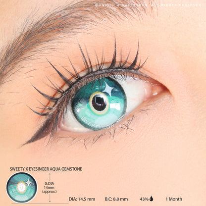 Sweety x Eyesinger Aqua Gemstone (2 lenses/pack)-Colored Contacts-SweetyCon