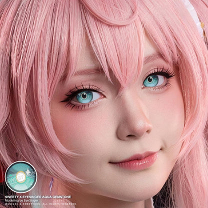 Sweety x Eyesinger Aqua Gemstone (2 lenses/pack)-Colored Contacts-SweetyCon