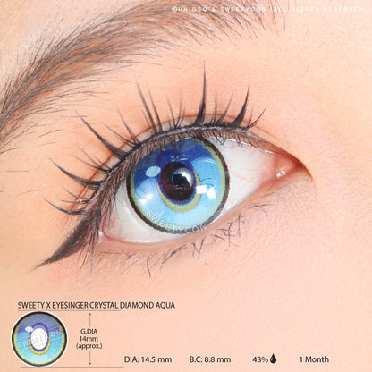 Sweety x Eyesinger Crystal Diamond Aqua (2 lenses/pack)-Colored Contacts-SweetyCon