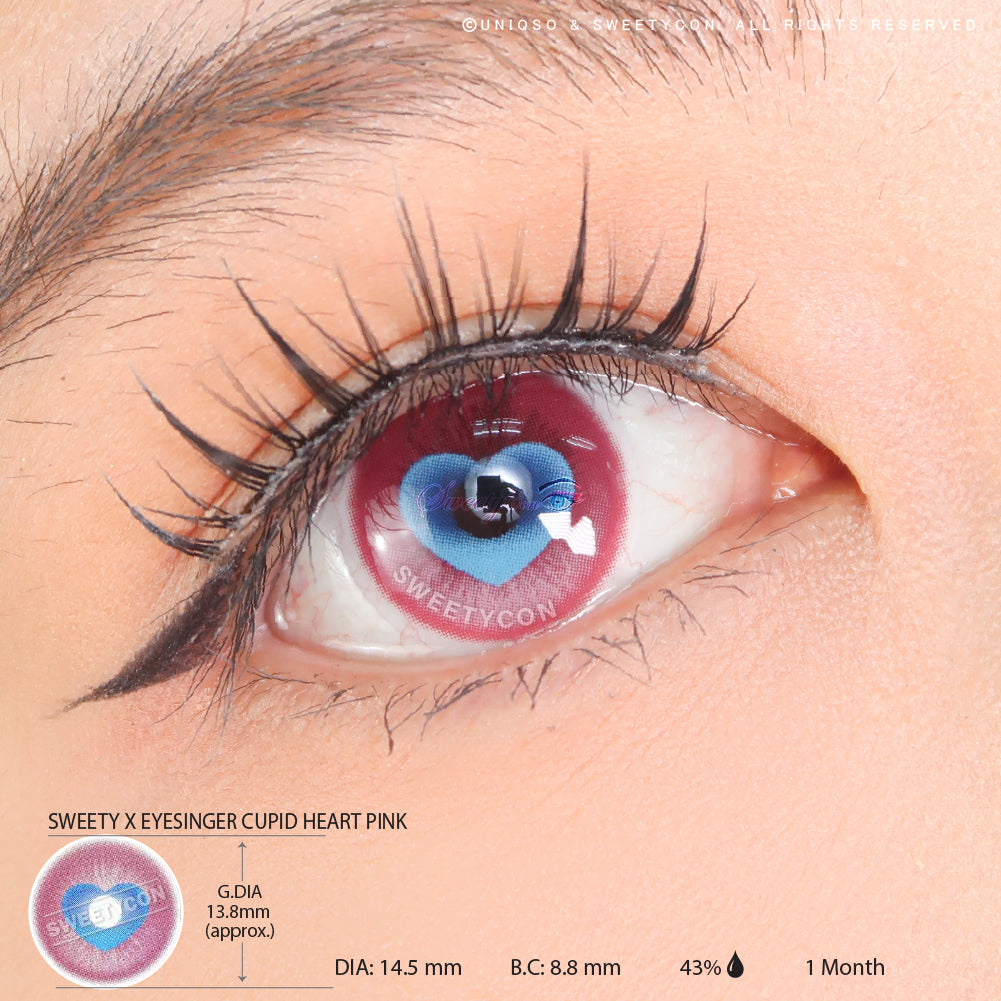 Sweety x Eyesinger Cupid Heart Pink (2 lenses/pack)-Colored Contacts-UNIQSO