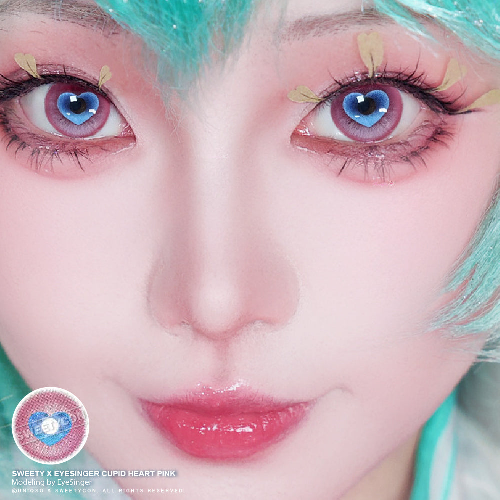 Sweety x Eyesinger Cupid Heart Pink (2 lenses/pack)-Colored Contacts-UNIQSO