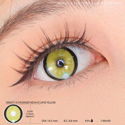 Sweety x Eyesinger Neon Eclipse Yellow (2 lenses/pack)-Colored Contacts-SweetyCon