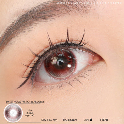 Sweety Crazy Witch Tears Grey (1 lens/pack)-Crazy Contacts-UNIQSO